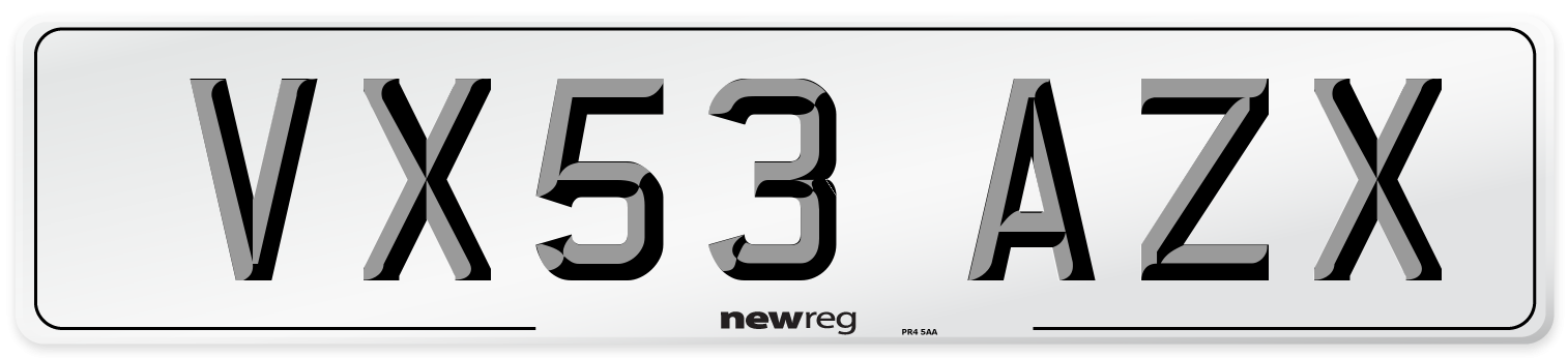 VX53 AZX Number Plate from New Reg
